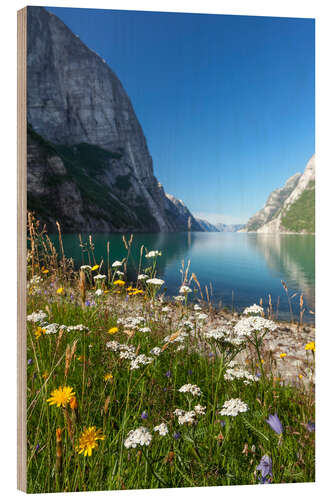 Wood print Fjord in Norway