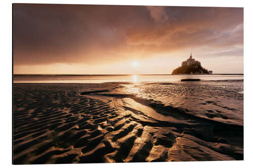 Alubild Sonnenaufgang über Mont-Saint-Michel, Normandie