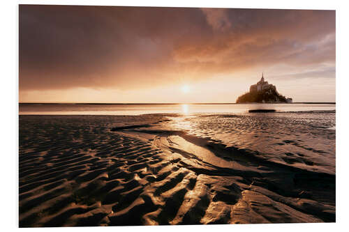 Hartschaumbild Sonnenaufgang über Mont-Saint-Michel, Normandie