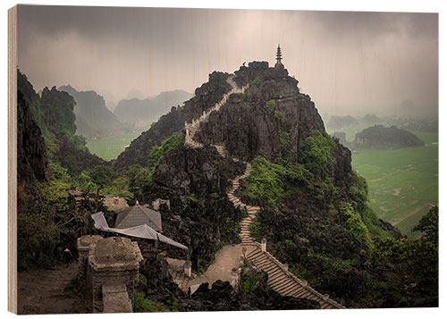 Holzbild Ausblick auf den Hang Mua Gipfel, Vietnam