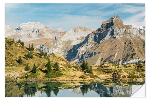 Selvklebende plakat Mountain lake in Titlis Engelberg, Switzerland