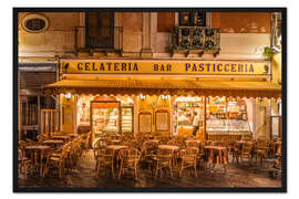 Gerahmter Kunstdruck Straßencafe am Abend, Capri