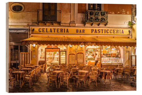 Stampa su legno Caffè di strada la sera, Capri