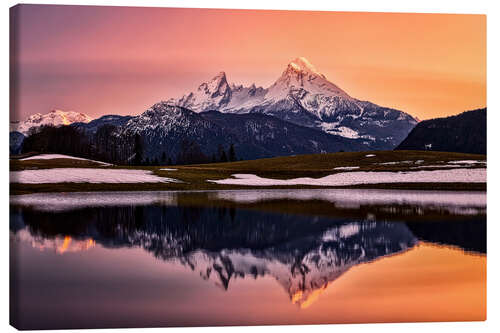 Leinwandbild Watzmann bei Sonnenuntergang