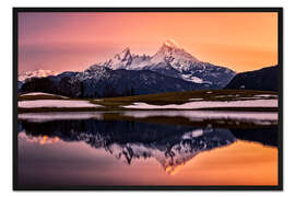 Gerahmter Kunstdruck Watzmann bei Sonnenuntergang