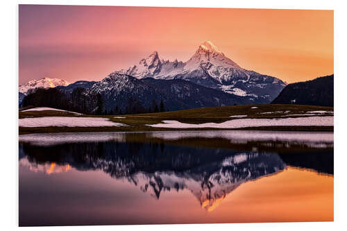 Hartschaumbild Watzmann bei Sonnenuntergang