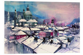 Foam board print Salzburg Cathedral district in winter