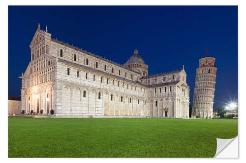 Selvklebende plakat Cathedral and Leaning Tower of Pisa