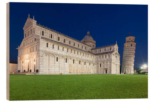 Wood print Cathedral and Leaning Tower of Pisa