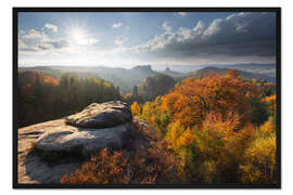 Gerahmter Kunstdruck Sächsische Schweiz im Herbst
