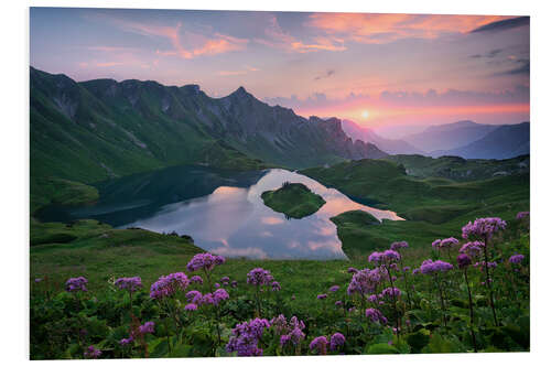 PVC-tavla Alpine lake in the sunset, Bavaria