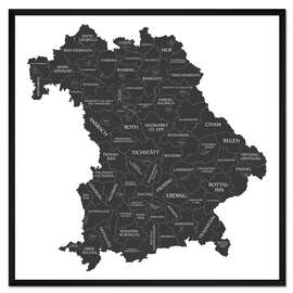 Gerahmter Kunstdruck Landkreise von Bayern