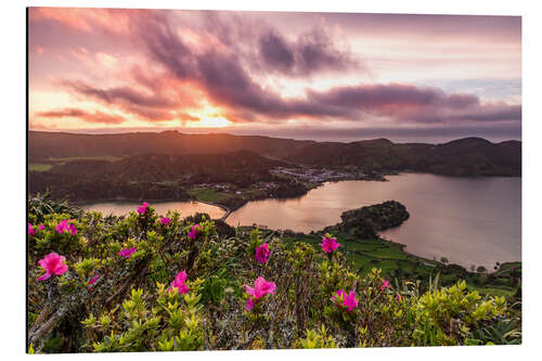 Print på aluminium Sunset Sao Miguel, Azores