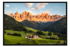 Gerahmter Kunstdruck Sankt Magdalena Villnöß, Südtirol