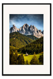 Gerahmter Kunstdruck Sankt Magdalena, Südtirol, Dolomiten
