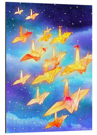 Magnettafel Origami-Kraniche am Nachthimmel