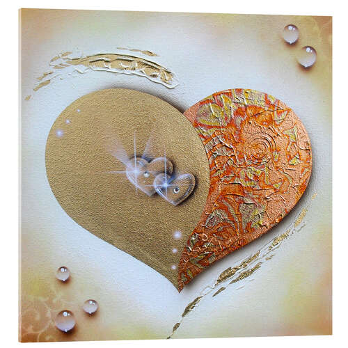 Acrylglas print Gold Heart