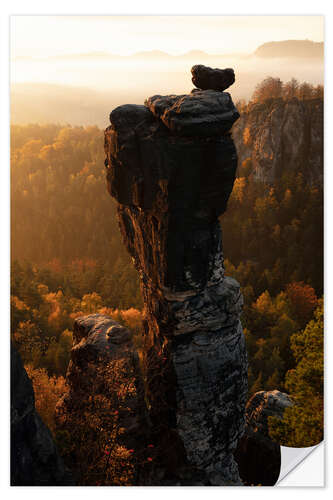 Naklejka na ścianę Needle with fog in autumn