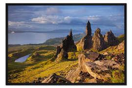 Gerahmter Kunstdruck Felsen des Old Man of Storr auf der Isle of Skye, Schottland