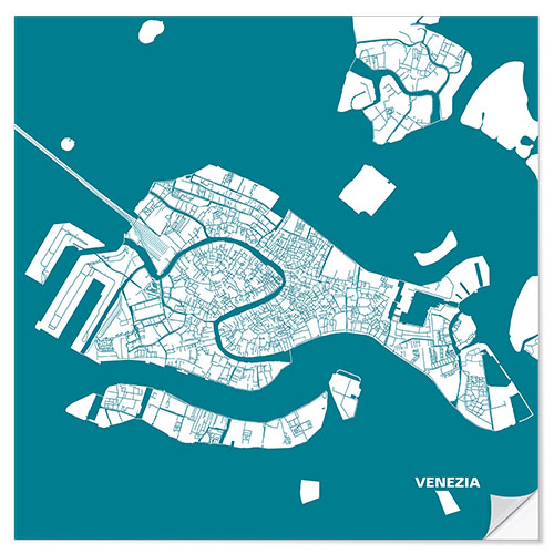 Wall sticker City map of Venice, blue