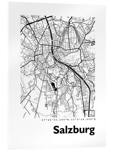 Acrylglasbild Stadtplan von Salzburg