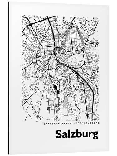 Alumiinitaulu City map of Salzburg