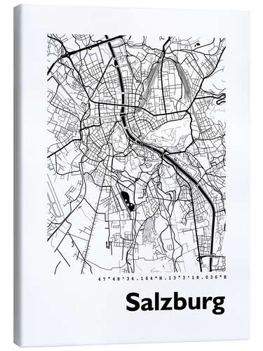 Canvas print City map of Salzburg