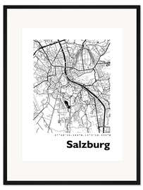 Gerahmter Kunstdruck Stadtplan von Salzburg