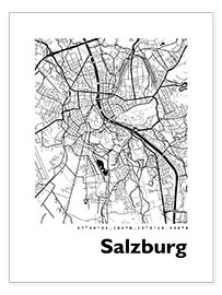Poster City map of Salzburg