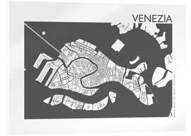 Akrylbilde City map of Venice, dark grey