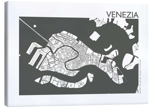 Canvas print City map of Venice, dark grey