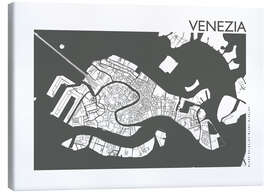 Canvastavla City map of Venice, dark grey