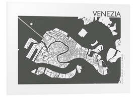 Foam board print City map of Venice, dark grey