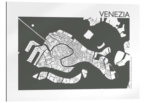 Gallery print City map of Venice, dark grey