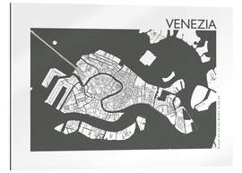 Gallery print City map of Venice, dark grey