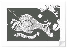 Sisustustarra City map of Venice, dark grey