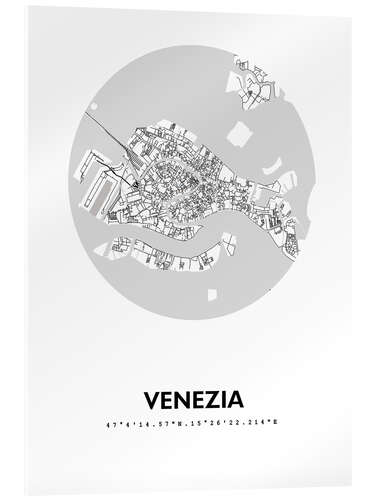 Acrylic print City map of Venice, circle