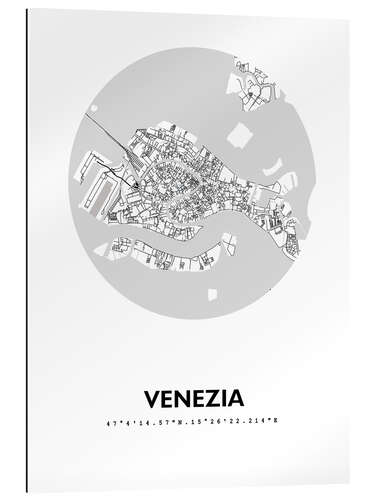 Gallery print City map of Venice, circle