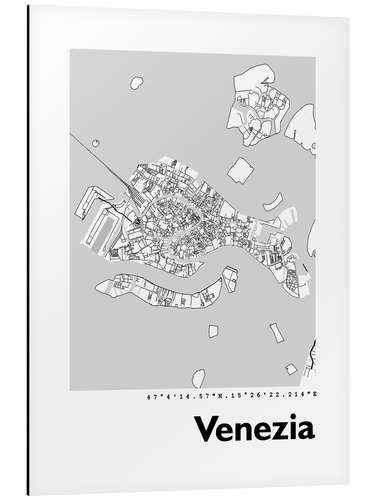 Alubild Stadtplan von Venedig