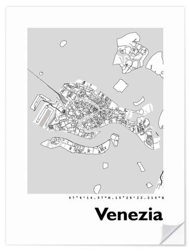 Vinilo para la pared Mapa de la ciudad de Venecia