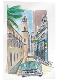Cuadro de metacrilato  Calle con coches antiguos en La Habana - M. Bleichner