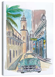 Lienzo  Calle con coches antiguos en La Habana - M. Bleichner