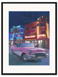 Impression artistique encadrée Ocean Drive la nuit, Miami