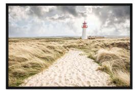 Gerahmter Kunstdruck Weg zum Leuchtturm List-West, Sylt