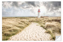 Vinilo para la pared Camino de arena hacia el faro List-West en Sylt