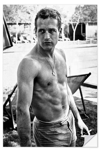 Sticker mural Paul Newman torse nu