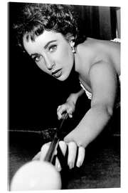 Acrylic print Elizabeth Taylor playing Billiards