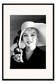 Gerahmter Kunstdruck Marilyn Monroe mit weißem Hut