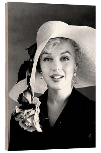 Wood print Marilyn Monroe with White Hat