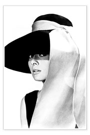Wall print  Audrey Hepburn in hat - Celebrity Collection